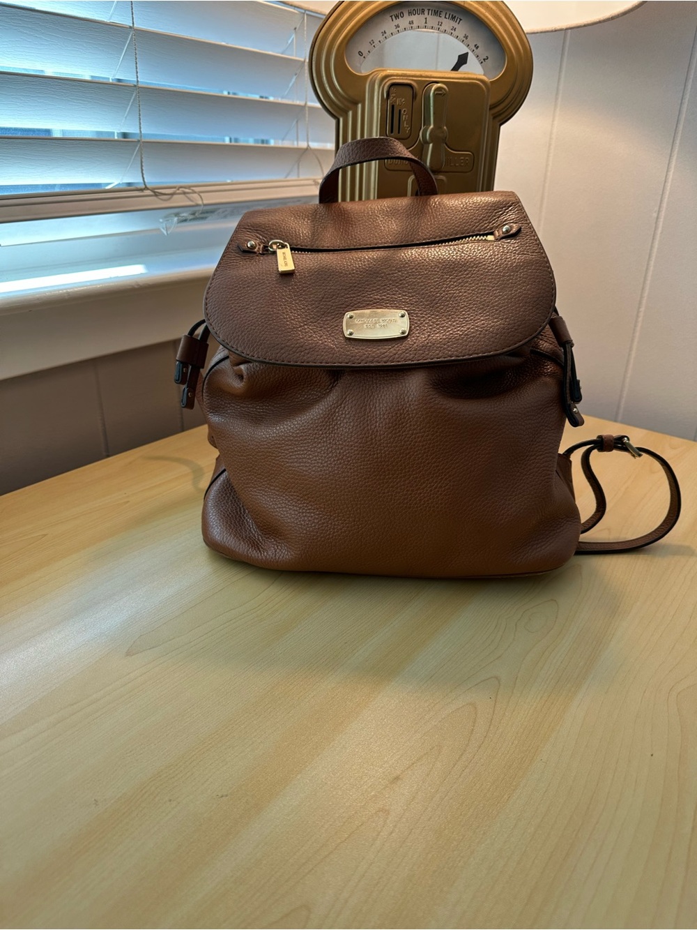 Michael Kors Honey Brown Pebbled Leather Backpack Purse - Bucket Style